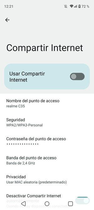 Activar Usar Compartir Internet