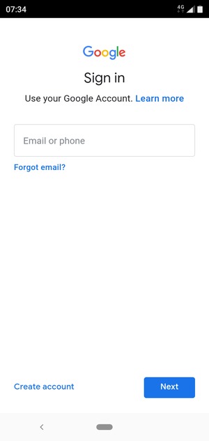 Enter your Gmail address and select Next