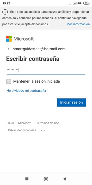Introduzca su contraseña de Hotmail y seleccione Iniciar sesión