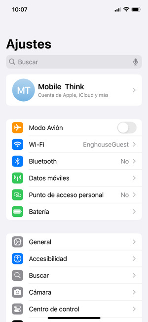 Seleccione ID de Apple, iCloud, contenido y compras