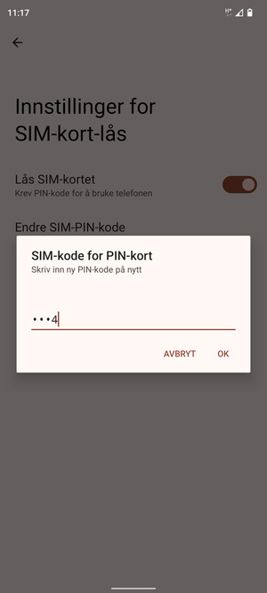 Bekreft din nye PIN-kode og velg OK