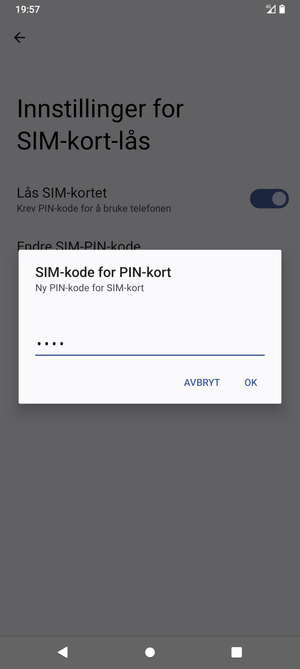 Skriv inn Ny PIN-kode for SIM-kort og velg OK