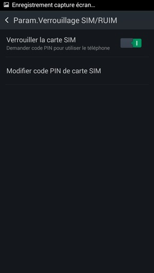 Sélectionnez Modifier code PIN de carte SIM