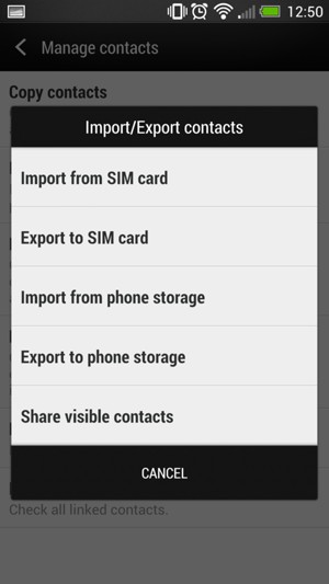Select Import from SIM card
