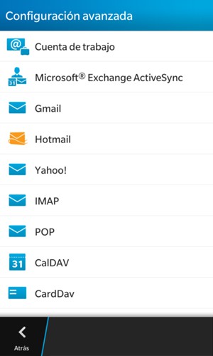 Seleccione Microsoft Exchange ActiveSync
