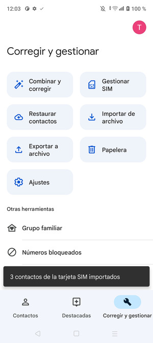 Sus contactos se guardarán en su cuenta de Google y se guardarán en su teléfono la próxima vez que Google sea sincronizado.