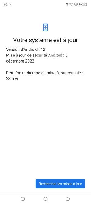 Si votre téléphone est à jour, vous verrez l'écran suivant