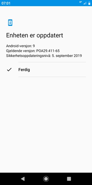 Hvis telefonen din er oppdatert, velg Ferdig