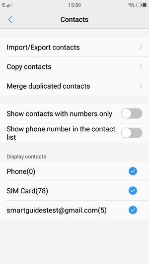 Select Copy contacts
