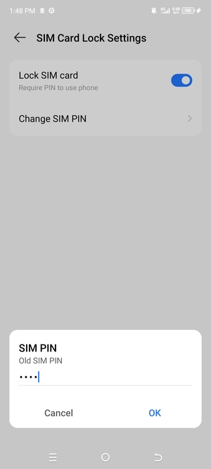Enter your Old SIM PIN and select OK