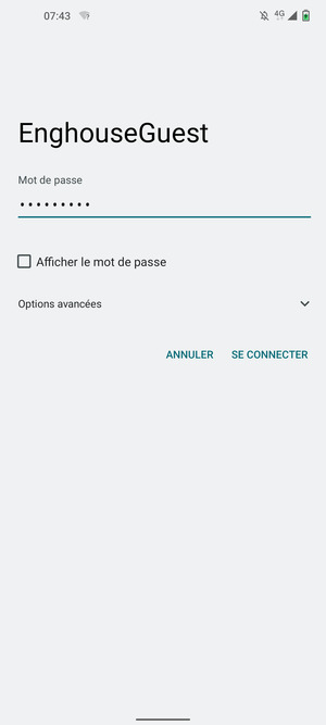 Saisissez le mot de passe du Wi-Fi et sélectionnez SE CONNECTER