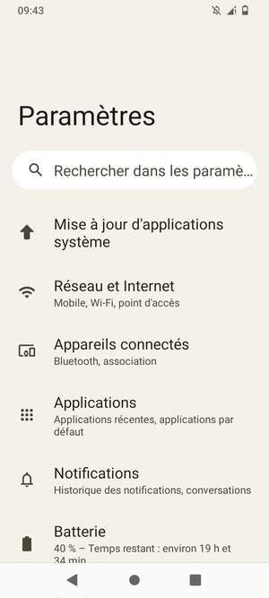 Sélectionnez Réseau et Internet