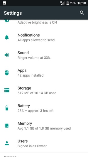 Return to the Settings menu and scroll to and select Battery