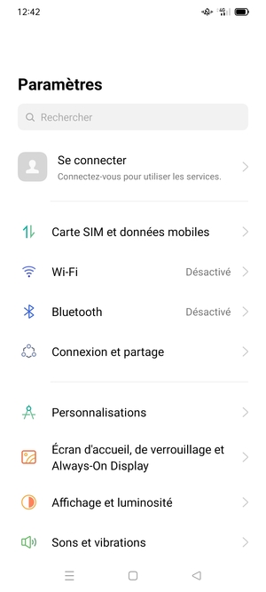 Sélectionnez Carte SIM et données mobiles