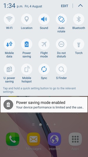 To enable Ultra power saving mode, select U.power saving