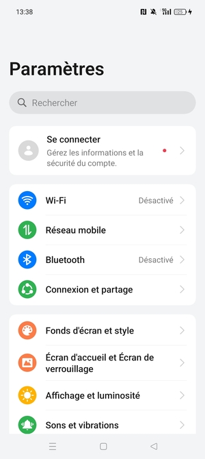 Sélectionnez Connexion et partage