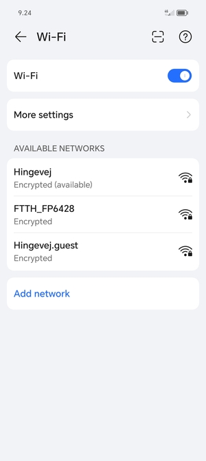 Select the wireless network you want to connect to