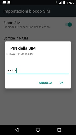 Inserisci Nuovo PIN della SIM e seleziona OK