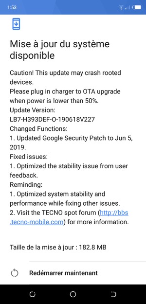 Si votre téléphone n'est pas à jour, suivez les instructions à l'écran.
