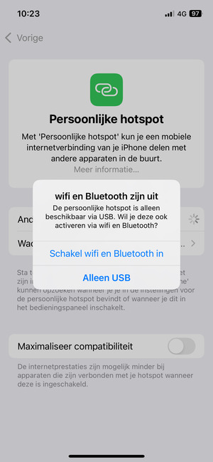 Selecteer Schakel wifi en Bluetooth in