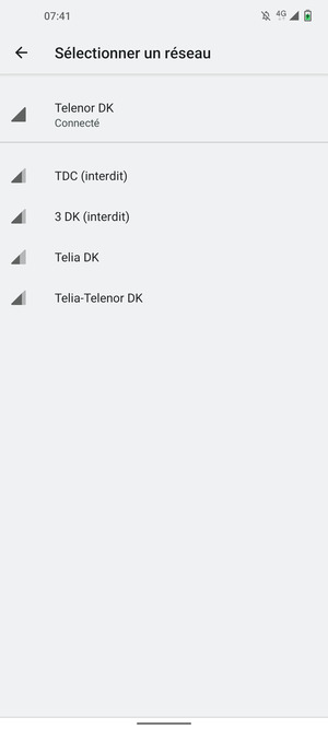 Sélectionnez un opérateur réseau dans la liste
