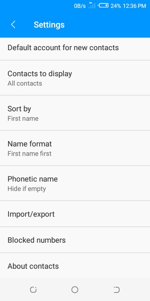 Scroll to and select Import/export