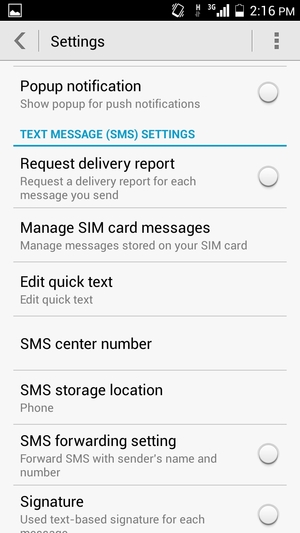 Select SMS center number / Text Message(SMS)