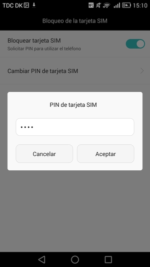 Introduzca su PIN anterior de tarjeta SIM y seleccione Aceptar