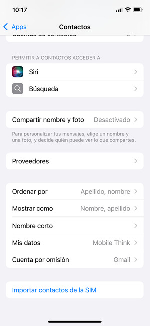 Seleccione Importar contactos de la SIM