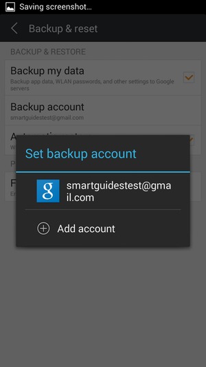 Select your backup account