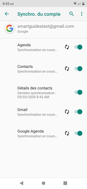 Vos informations seront synchronisées