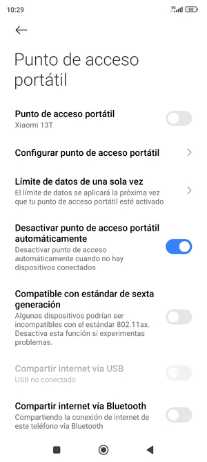 Seleccione Configurar punto de acceso portátil