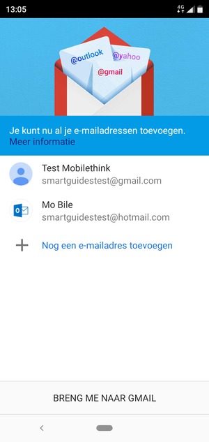 Selecteer BRENG ME NAAR GMAIL