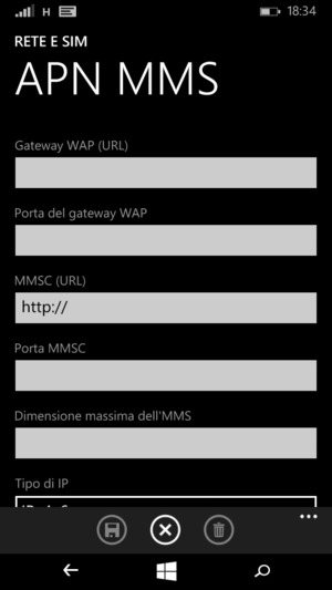 Scorri verso il basso e inserisci le informazioni degli MMS