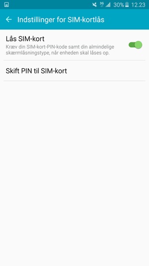 Vælg Skift PIN til SIM-kort / Skift SIM PIN-kode