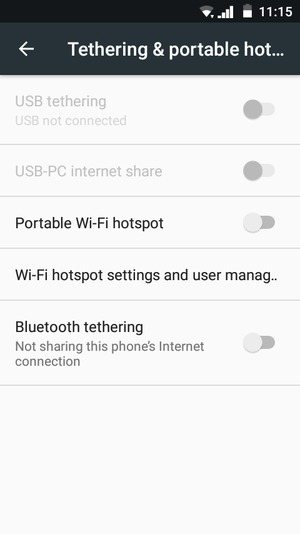 Select Wi-Fi hotspot settings and user manag...