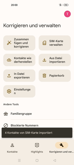 Ihre Kontakte werden in Ihrem Google Konto gespeichert und auf Ihrem Handy gespeichert, wenn Google das nächste Mal synchronisiert wird.