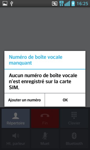 Si votre messagerie vocale n'est pas configurée, sélectionnez Ajouter un numero