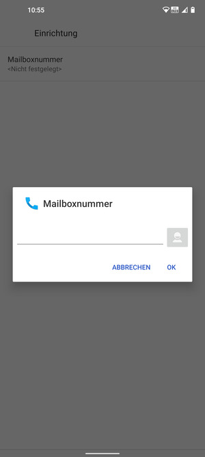 Geben Sie die Mailboxnummer ein und wählen Sie OK