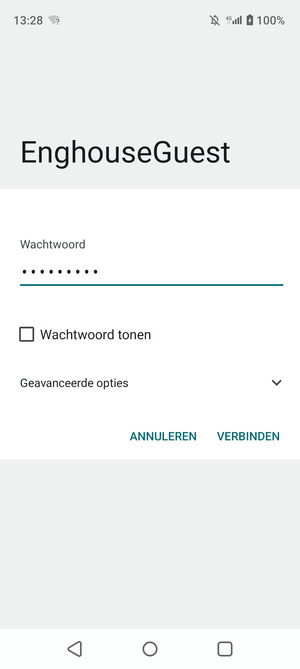 Voer het WiFi-wachtwoord in en selecteer VERBINDEN