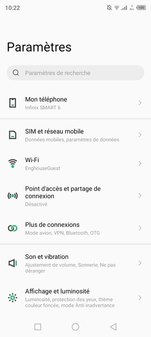 Sélectionnez Point d'accés et partage de connexion