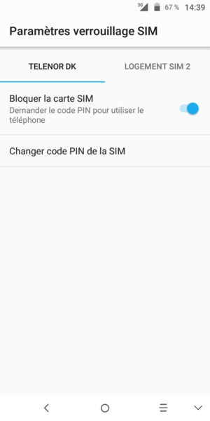 Sélectionnez Public puis Changer code PIN de la SIM