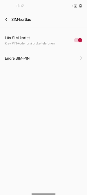 Velg Endre SIM-PIN