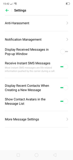 Select More Message Settings