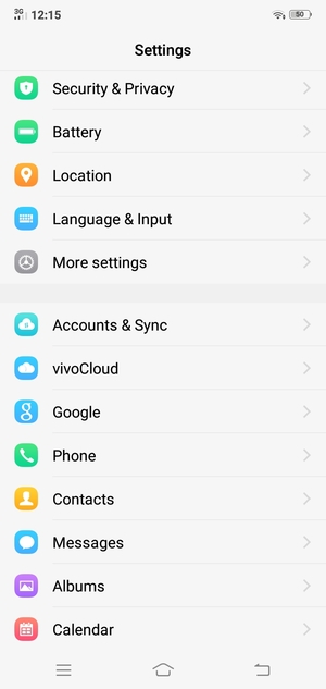 Return to the Settings menu and select Accounts & Sync