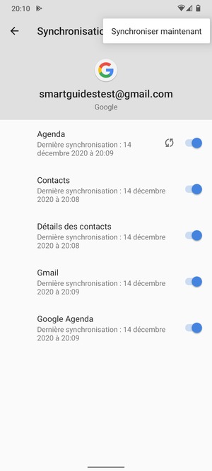 Sélectionnez Synchroniser
maintenant