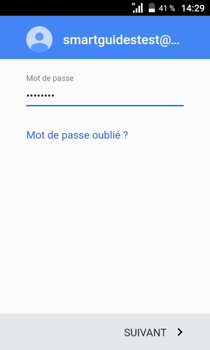 Saisissez votre mot de passe et sélectionnez SUIVANT