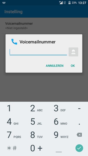 Voer het Voicemailnummer in en selecteer OK