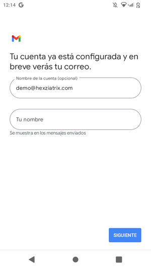 Déle a su cuenta un nombre y escriba su nombre. Seleccione SIGUIENTE