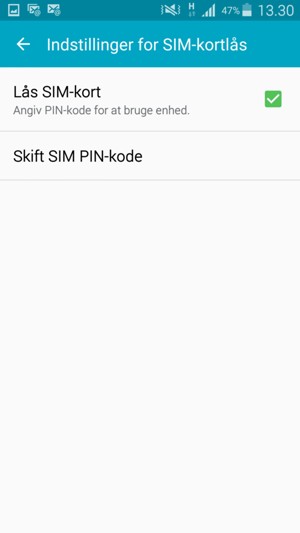 Vælg Skift SIM PIN-kode / Skift PIN til SIM-kort